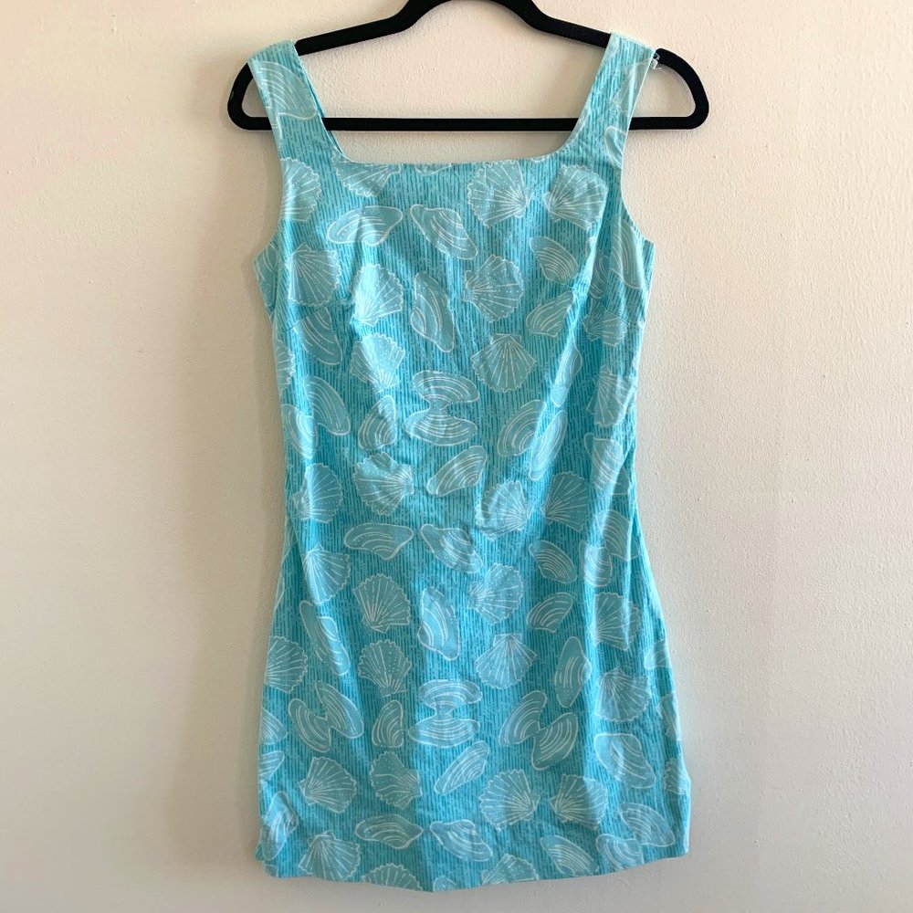 Lilly Pulitzer Light Blue & White Seashell Sleeveless Mini Dress